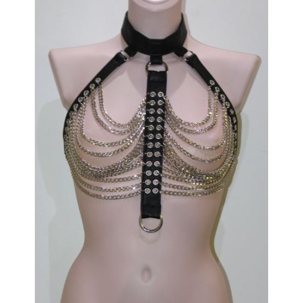 Kettingtop 3 leren banden 12 rijen ketting - Bizonder